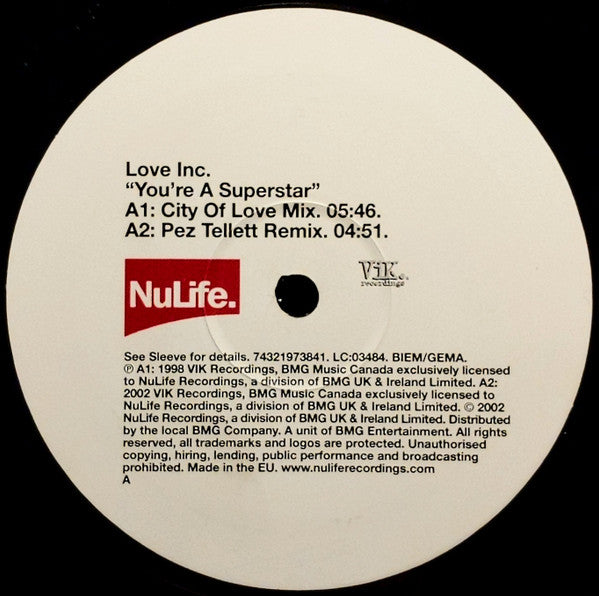 Love Inc.* : You're A Superstar (12")