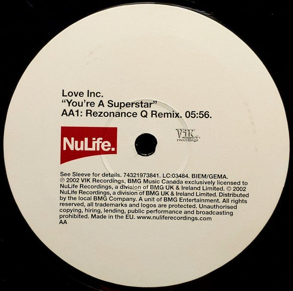 Love Inc.* : You're A Superstar (12")