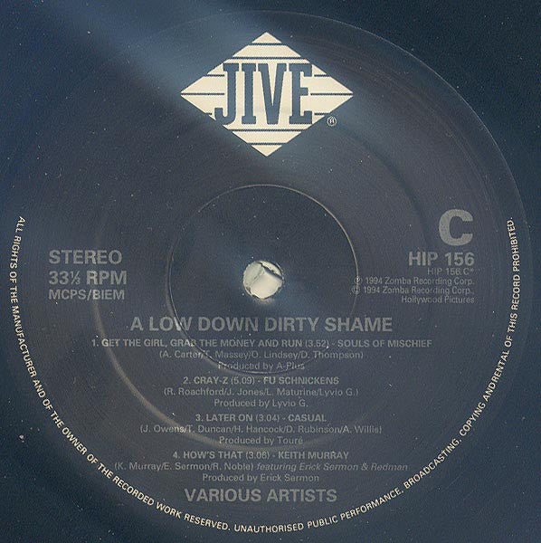 Various : A Low Down Dirty Shame (The Original Motion Picture Soundtrack) (2xLP, Comp)
