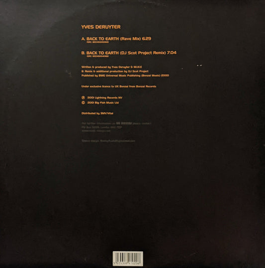 Yves Deruyter : Back To Earth (12")