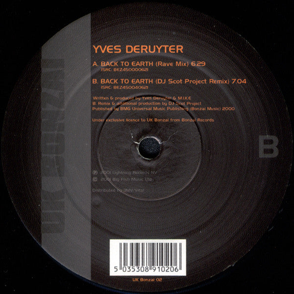 Yves Deruyter : Back To Earth (12")