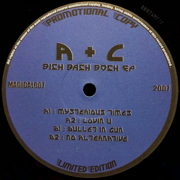 A + C* : Bish Bash Bosh EP (12", EP, Ltd, Promo)