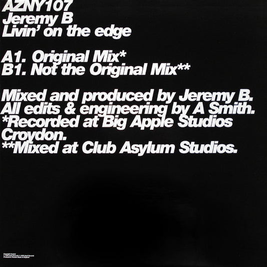 Jeremy B : Livin' On The Edge (12")