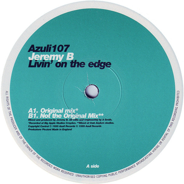 Jeremy B : Livin' On The Edge (12")