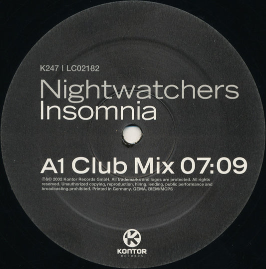 Nightwatchers : Insomnia (12", S/Sided)