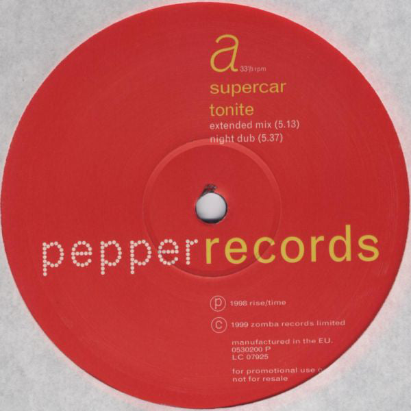 Supercar : Tonite (12", Promo)