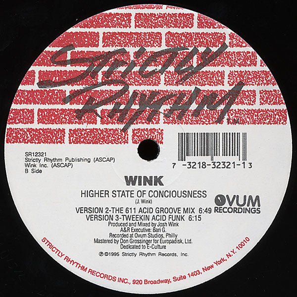 Josh Wink : Higher State Of Consciousness (12")