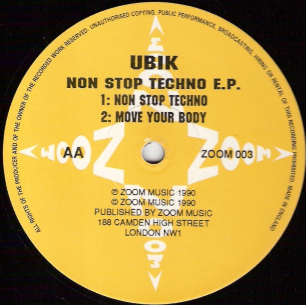 Ubik : Non Stop Techno E.P. (12", EP)