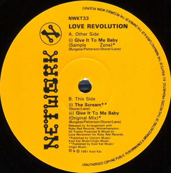 Love Revolution : Give It To Me Baby (12")