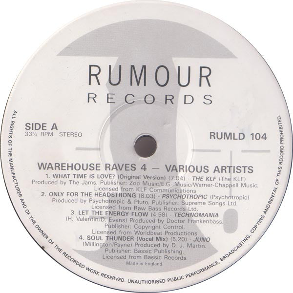 Various : Warehouse Raves 4 (2xLP, Comp)