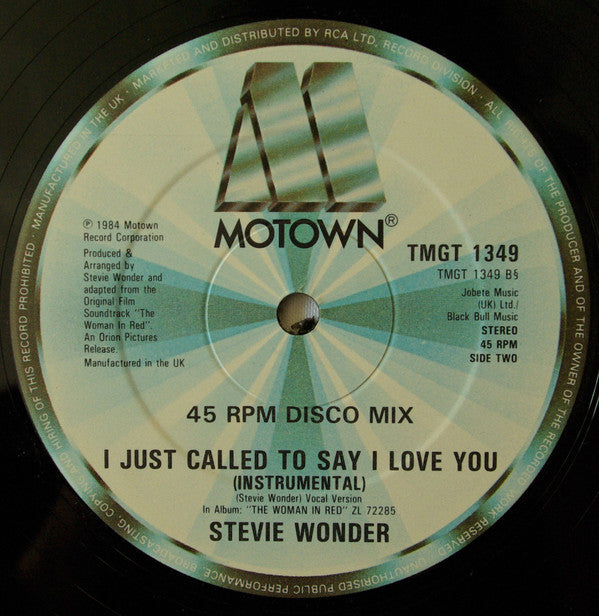 Stevie Wonder : I Just Called To Say I Love You (12")