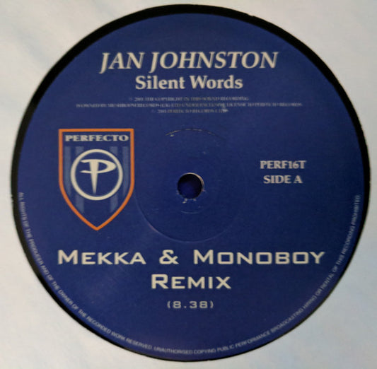 Jan Johnston : Silent Words (12")
