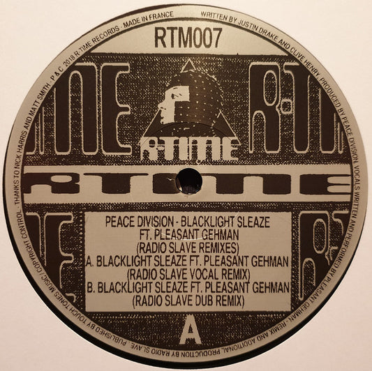 Peace Division Ft. Pleasant Gehman : Blacklight Sleaze (Radio Slave Remixes) (12", RE)