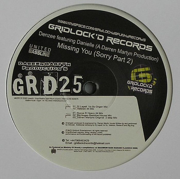 Denzee featuring Danielle (15) : Missing You (Sorry Part 2) (12")
