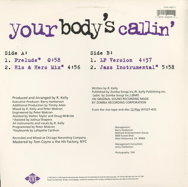 R. Kelly : Your Body's Callin' (12", Single)