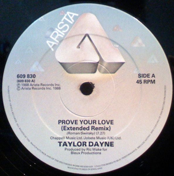 Taylor Dayne : Prove Your Love (Extended Remix) (12", Single)