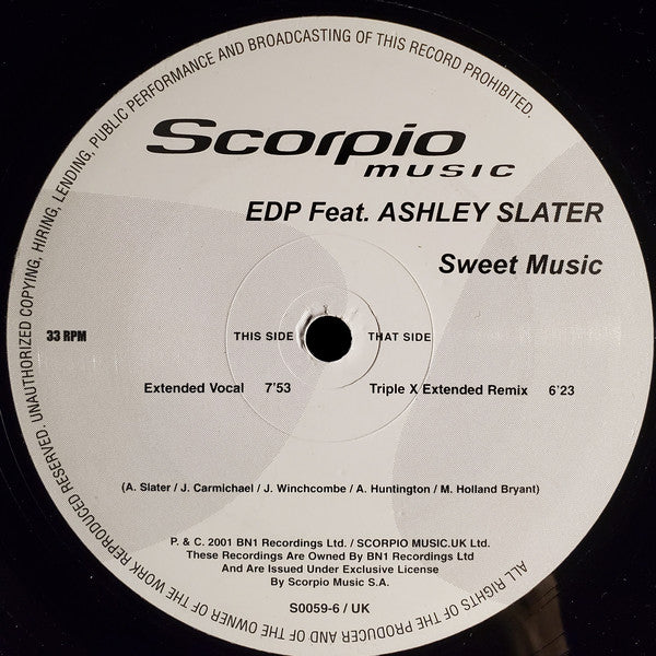 EDP Feat. Ashley Slater : Sweet Music (12")