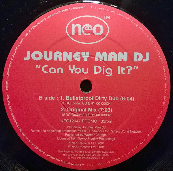 Journey Man DJ : Can You Dig It? (12", Promo, Bla)