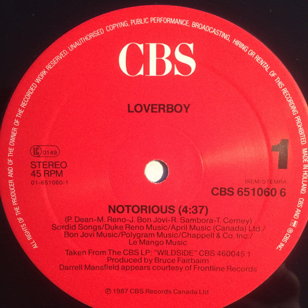 Loverboy : Notorious (12")