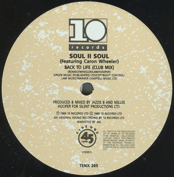 Soul II Soul Featuring Caron Wheeler : Back To Life (Club Mix) (12", Single, RE)