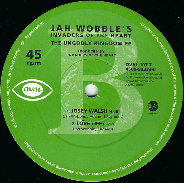 Jah Wobble's Invaders Of The Heart : The Ungodly Kingdom EP (12")