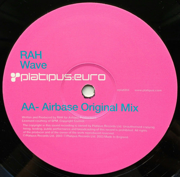 Rah : Glow / Wave (The Airbase Mixes) (12")