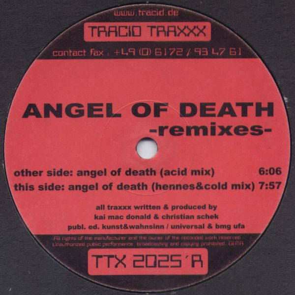 Angel Of Death : Angel Of Death -Remixes- (12")
