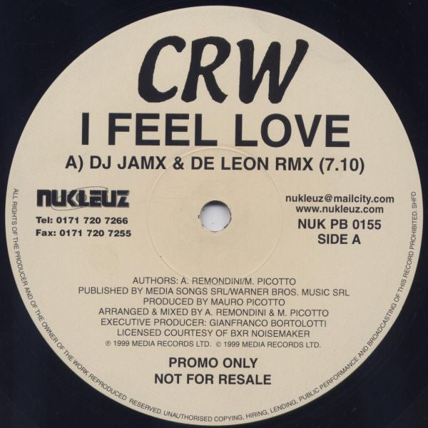 CRW : I Feel Love (12", Promo)