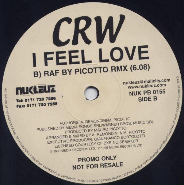 CRW : I Feel Love (12", Promo)
