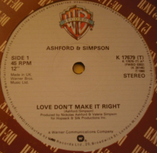 Ashford & Simpson : Love Don't Make It Right / Bourgie Bourgie (12")
