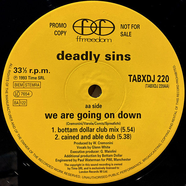 Deadly Sins : We Are Going On Down (12", Promo)