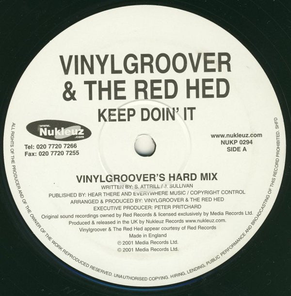 Vinylgroover & The Red Hed : Keep Doin' It (12")