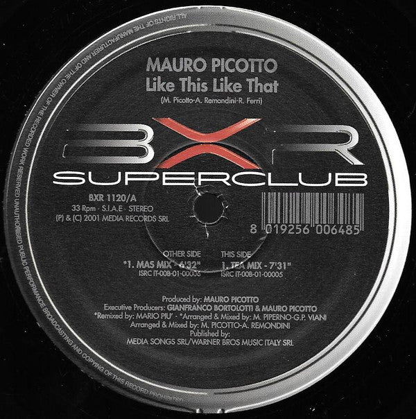 Mauro Picotto : Like This Like That (12")
