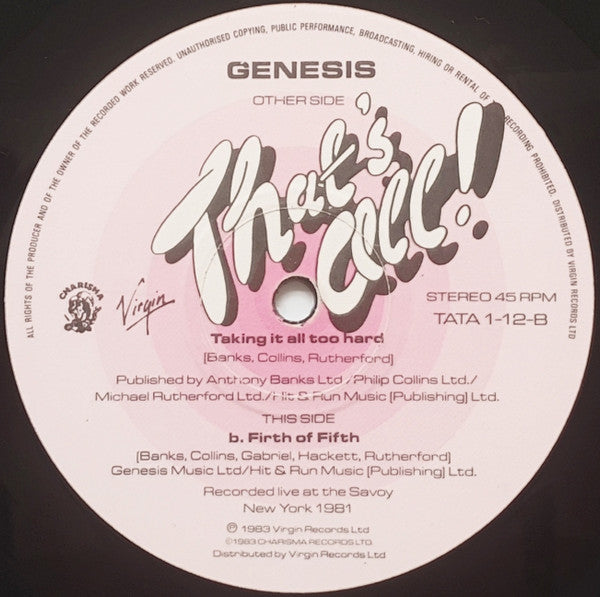 Genesis : That's All (12")