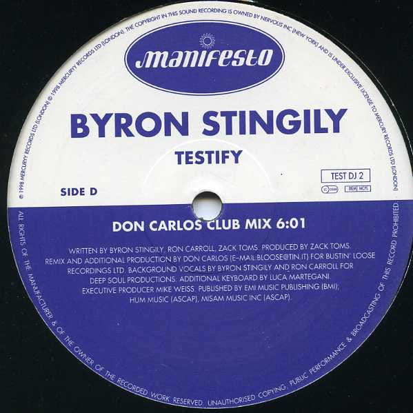 Byron Stingily : Testify (2x12", Promo)