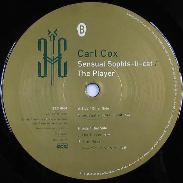 Carl Cox : Sensual Sophis-ti-cat / The Player (12", Single)