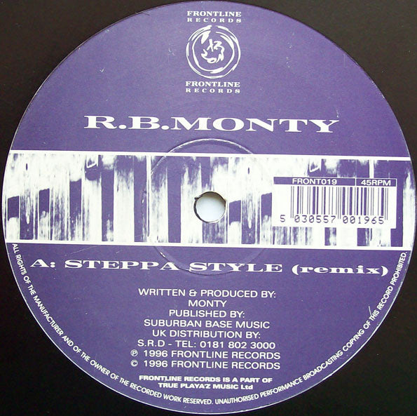 Rude Bwoy Monty : Steppa Style / Steppa's Anthem (Remix) (12")