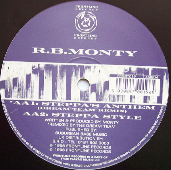 Rude Bwoy Monty : Steppa Style / Steppa's Anthem (Remix) (12")