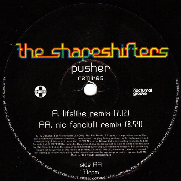 The Shapeshifters* : Pusher (Remixes) (12", Promo)