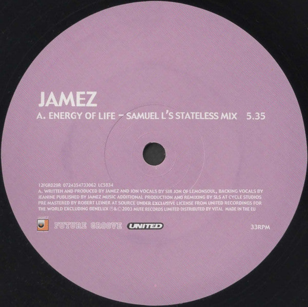 Jamez : Energy Of Life (12")
