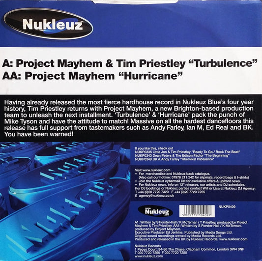 Project Mayhem & Tim Priestley : Turbulence / Hurricane (12")