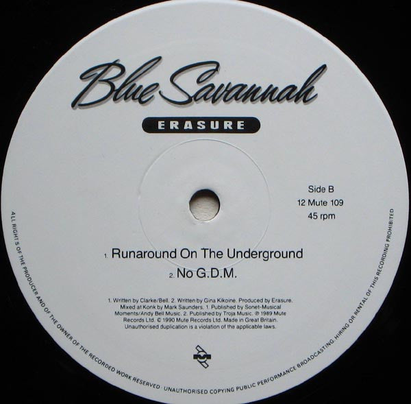 Erasure : Blue Savannah (12", Single)