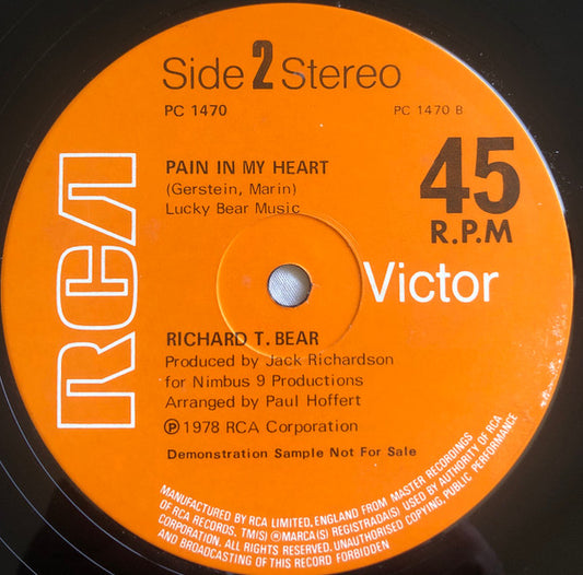 Richard T. Bear : Sunshine Hotel (Just Walk On In) (12", Promo)