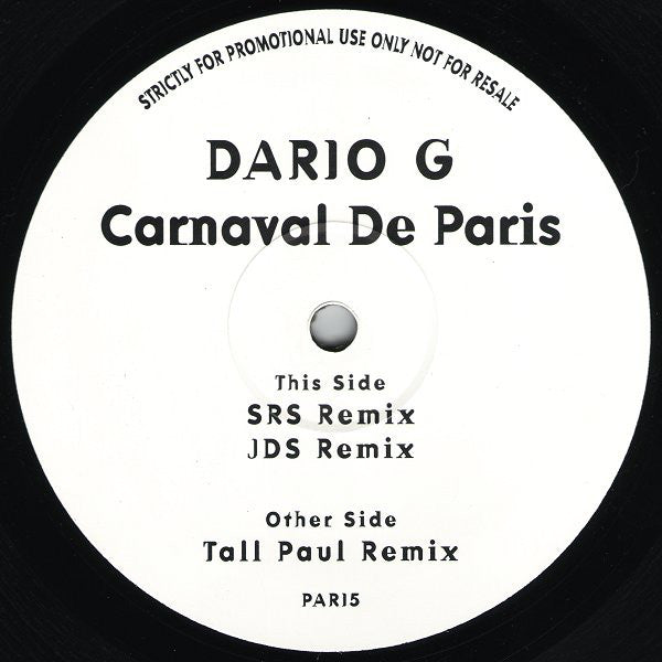 Dario G : Carnaval De Paris (12", Promo)