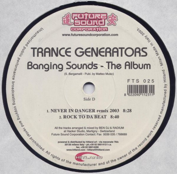 Trance Generators : Banging Sounds: The Album (2x12", Album, Gat)
