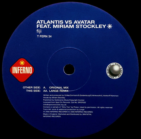 Atlantis Vs Avatar (5) Feat. Miriam Stockley : Fiji (12")
