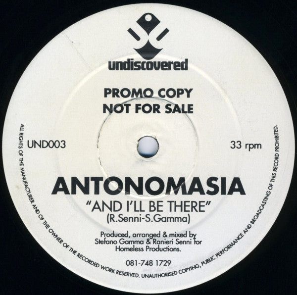 Antonomasia : And I'll Be There (12", Promo)