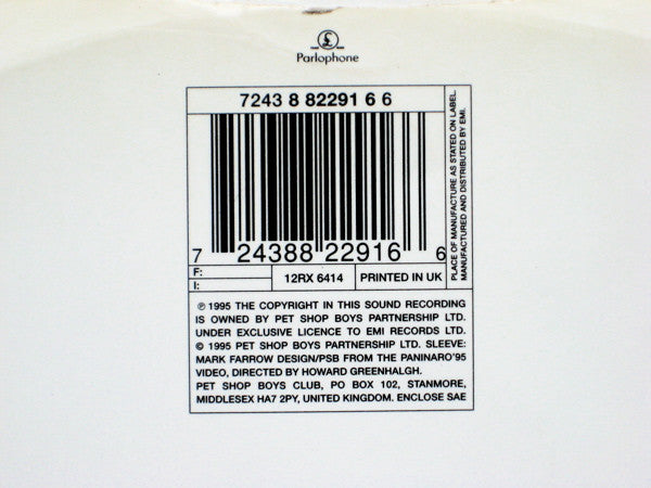 Pet Shop Boys : Paninaro '95 (The Remixes Part One) (12", Single)