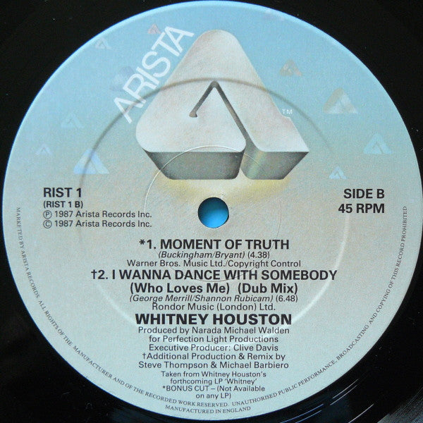 Whitney Houston : I Wanna Dance With Somebody (Who Loves Me) (12", Single)