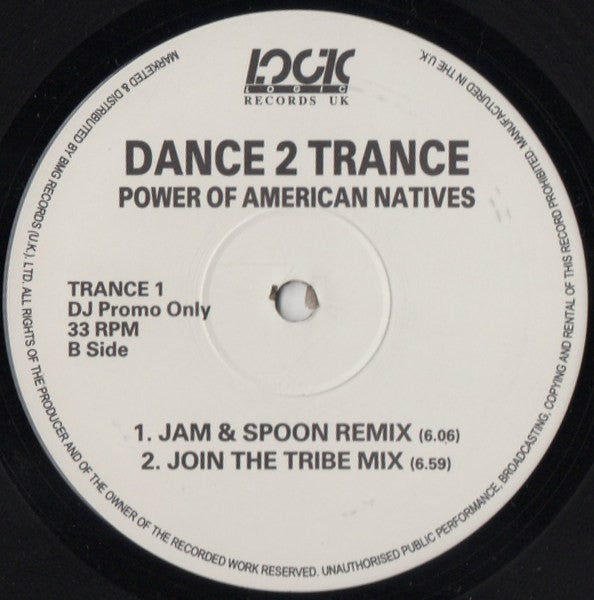 Dance 2 Trance : Power Of American Natives (12", Promo)